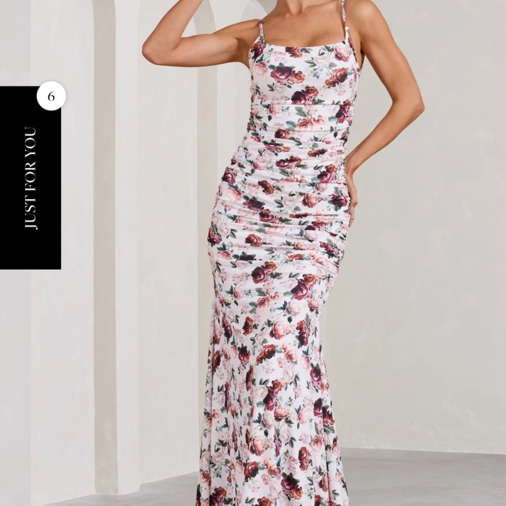 White cami Maxi Dress with Floral Pattern